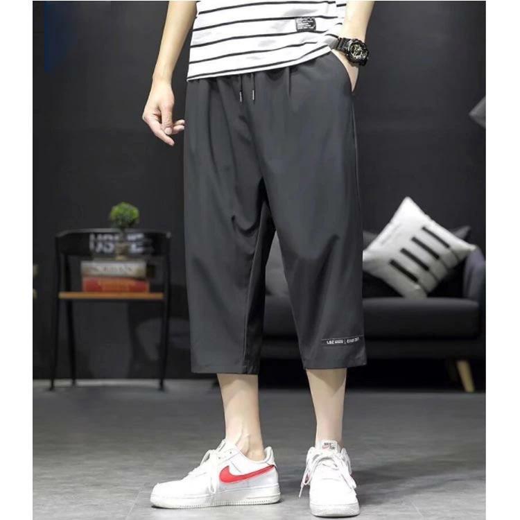 冷感 ウエストゴム メンズ パンツ ロングパンツ クロップドパンツ 春 イージーパンツ 7分丈 カジュ 涼しい ゆるパンツ 2枚セット