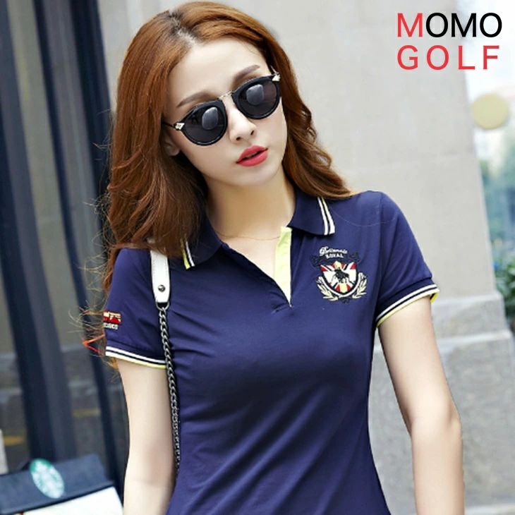 レディース 伸縮素材ゴルフトップス ゴルフ半袖ポロシャツ 綿95%