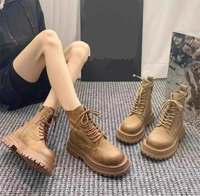ショートブーツ おしゃれ 厚底ブーツ 痛くな 靴 レディース エンジニアブーツ レースアップ 美脚 秋冬 ワークブーツ シューズ