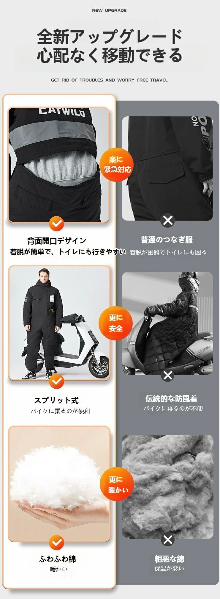 防寒着 レディース 釣り フード付き メンズ おしゃれ バイク 防寒つなぎ 防風 極寒 バックジッパー付き アウトドア 防水 ウェア 3