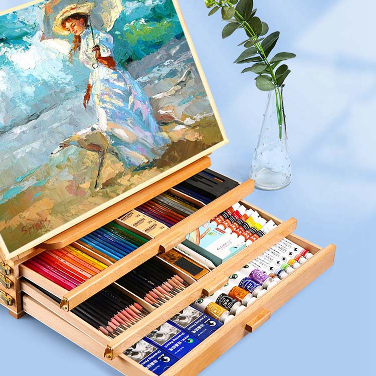 スケ 写生 画材 水彩画 油絵 看板立て 卓上イーゼル 木製 イーゼル メーカー 4K画板 イーゼル 卓上 3層 角度調節 絵画スタンド