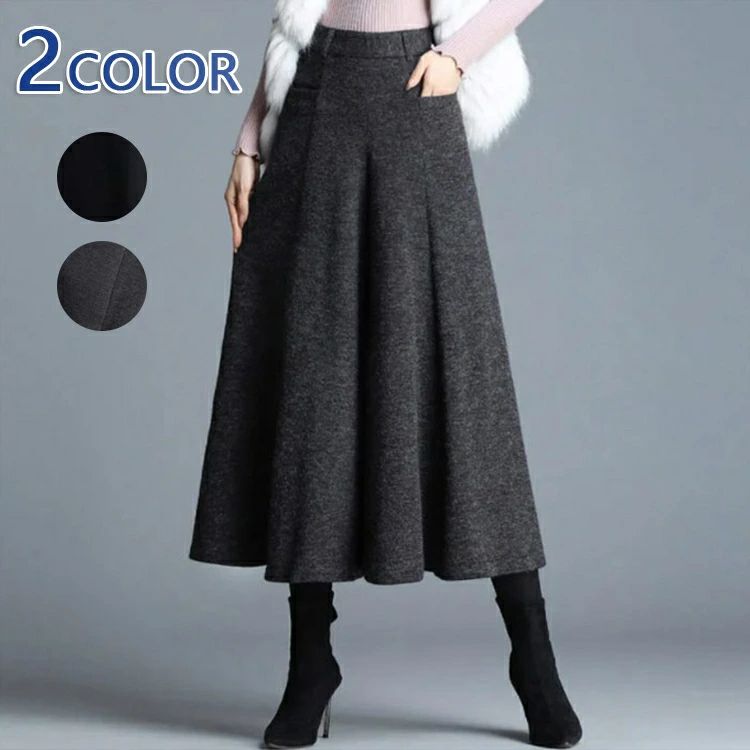 乐天商城 - あったか きれいめ ワイド おしゃれ スカンツ シンプル カジュアル ワイドパンツ レディース スカーチョ フレアパンツ 無地 秋冬
