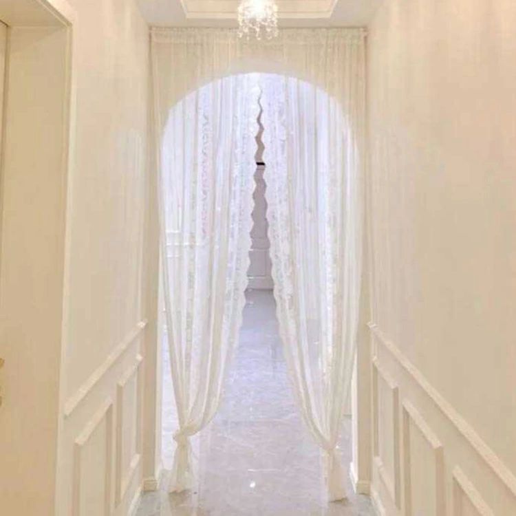 つ キッチン ドアカーテン つっぱり棒 洗面所 暖簾 レースカーテン 虫除け おしゃれ カーテン マジックテープ式 突っ張り棒付き