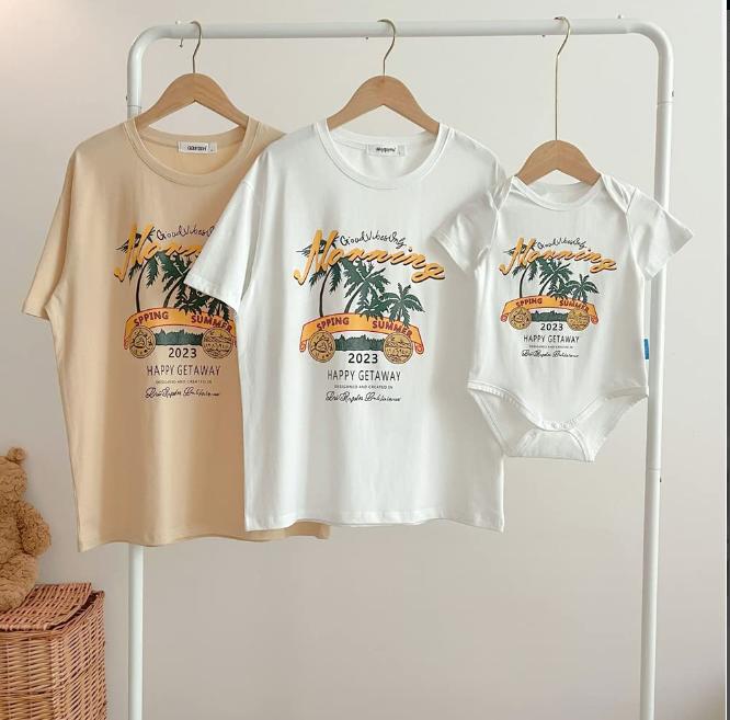 親子ペアルック tシャツ 親子 夏服 トップス コーデ 夏 半袖 親子 T-shirt 家族 お...