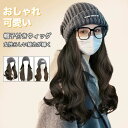ブ ブラック ストレート ウェーブ ニット 帽子一体型 ニットキャップ付き かつら 髪の毛付き ウィッグ付き レディース ウィッグ
