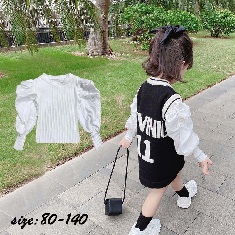 Rakuten - 白シャツ ブラウス インナーシャツ トップス 子供服 春秋 女の子 長袖 ホワイト おしゃれ ベビー 子ども服 ゆったり カジュアル