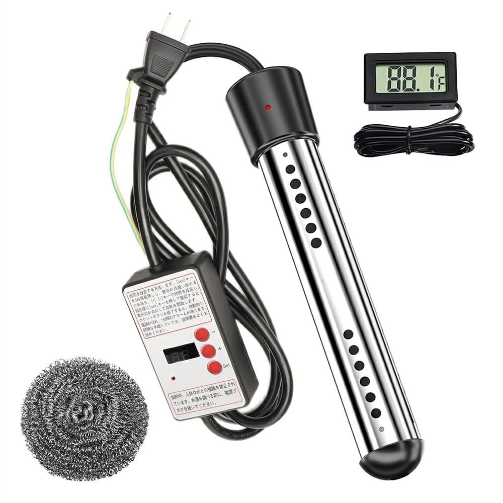 投げ込みヒーター 風呂 電気給湯器 1500W サーモスタット付 70°自動オフ 追い焚き ...