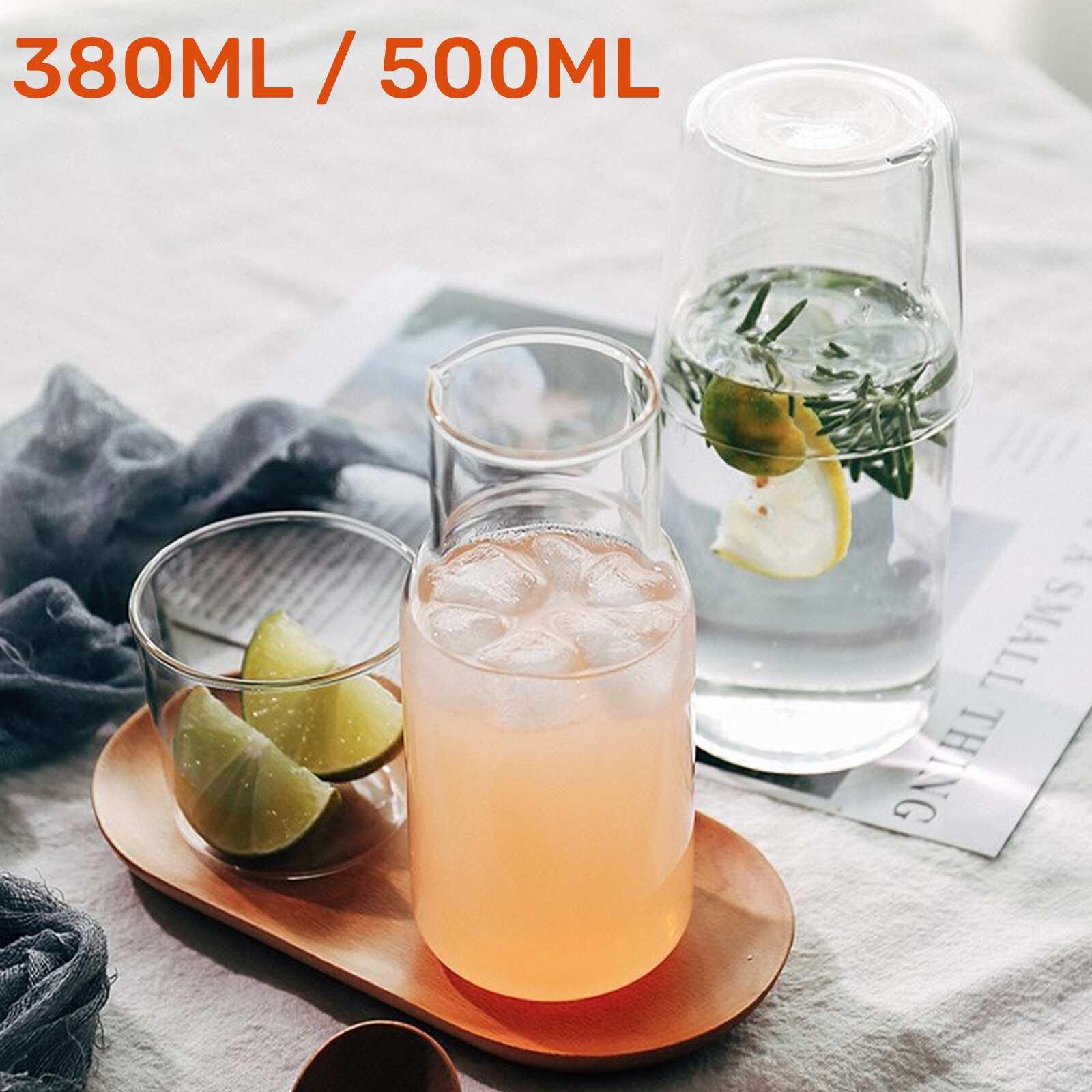ピッチャー 水差し カラフェ 380ml 500ml ガラスジャグ ガラス コップ 冷水ポット 食洗機対応 ナイトカラフェ おしゃれ シンプル