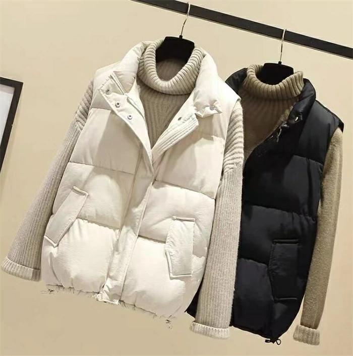 ゆったり シンプ レディース ノースリーブ 大人気 ショート丈 無地 アウター軽量 おしゃれ ジャケット ダウンベスト トップス