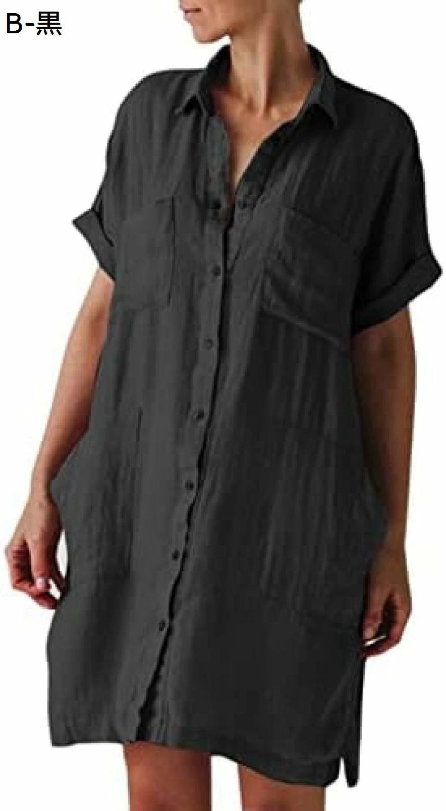 事務服 長袖 ブラウス レディース 女性のためのサマードレスコットンリネン半袖 マキシスカート 秋冬