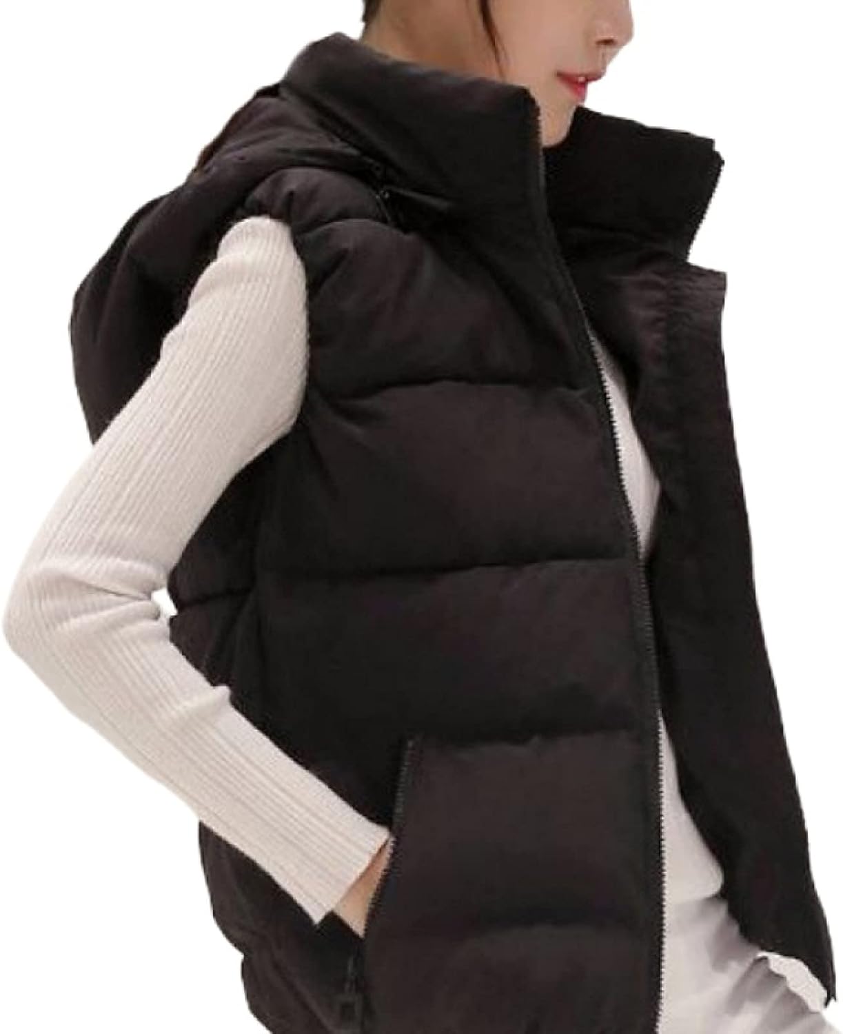 中綿入り ダウンベスト ショート丈 インナーダウン ふわふわ アウター 羽織り フード付き レディース ショート ダウンジャケット