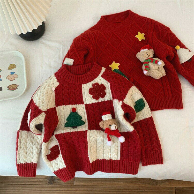 乐天商城 - クリスマス セーター キッズ 子供 クリスマスセーター 子供服 クリスマス衣装 男の子 女の子 サンタ服 キッズ トナカイ ツリー サンタロース ジュニア トップス 防寒 ベビー 子ども 暖かい クリスマス パーティ90 100 110 120 130 140