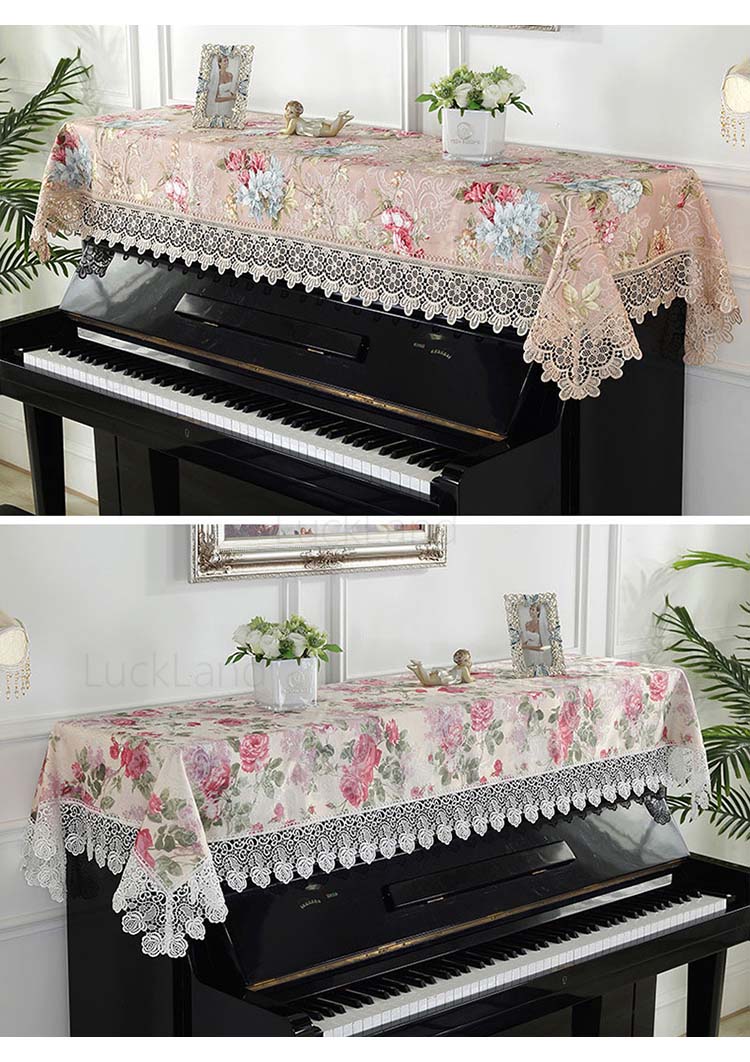 ピアノトップカバー 直立型ピアノ ピアノカバー アップライト ピアノカバー シンプル 90cm x200cm デジタルカバー 電子ピアノカバー マルチカバー 防塵カバー 保護カバー ピアノカバー 北欧 上品 レース柄 おしゃれ