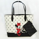 ケイトスペード（kate spade）TOTE アウトレット トートバッグ ポーチ付 ミニーマウス DISNEY ディズニーコラボ★K4643 960 MULTI ドット柄 白 黒【新品】