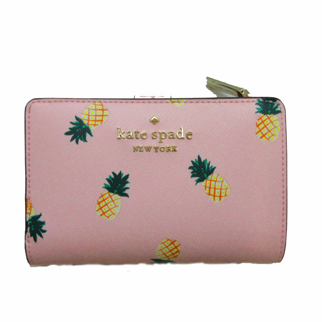 Kate Spade(ケイト スペード) 財布 二つ折り財布 コンパクト財布 レディース モーガン ★ K7218650 PINK MULTI 650 ピンク マルチ パイナップル柄【新品】