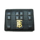 バーバリー BURBERRY コンパクト財布 お札二つ折り 三つ折りミニ財布 ★8049280 ブラック 黒【新品】