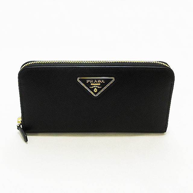 プラダ (PRADA) ラウンドファスナー長財布 SAFFIANO TRIANG ★ 1ML506 2DKY F0X3X NERO ブラック 黒 ゴールド金具【新品】