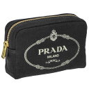 プラダ (PRADA) ポーチ 1NA021 20L F0N12 CANAPA LOGO NERO TALCO【新品】