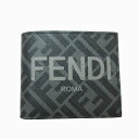 フェンディ 二つ折り財布 レディース フェンディ (FENDI) メンズ カードケース 札入れ 二つ折り財布 小銭入れなし ROMA★7M0338 AJJ8 F0TUH NORO×ASFALTO ブラック グレー マルチ 黒【新品】