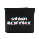 コーチ COACH アウトレット 財布 二つ折り財布 メンズ 小銭入れなし ダブルビルフォールド ニューヨーク ★ C3412 QBBK ブラック マルチ【新品】