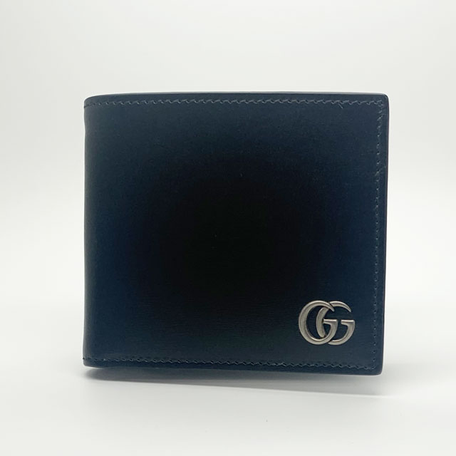 グッチ 革二つ折り財布 メンズ グッチ(GUCCI) 二つ折り財布 メンズ ブラック GGマーモント 428725 0YK0N 1000 NERO 黒 【新品】