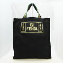 フェンディFENDI ハンドバッグ トート ★ ブラック ナイロン ストライプ【中古】