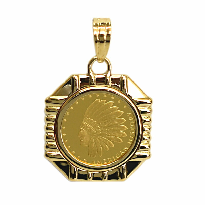 K24純金 インディアンコイン 1/25オンス K18枠付き ペンダントトップ 26333 【新品】