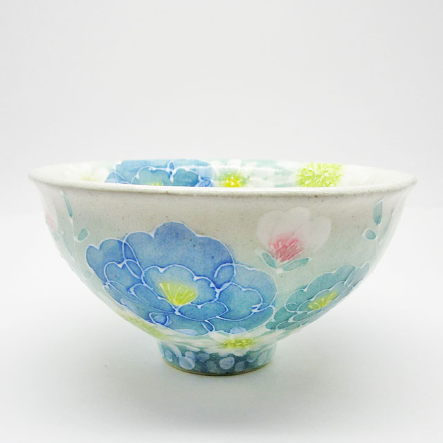 Rice Bowls - 在庫あり母の日　敬老の日　お祝い　プレゼント　ギフト【ゆずりは】青葉小花　飯碗　49166　瀬戸焼【新品】
