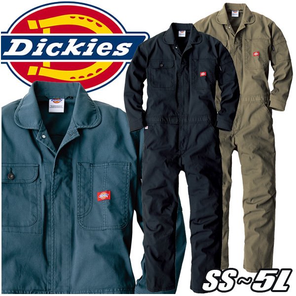 D-736 Dickies ディッキーズ長袖ストレッチオックスツナギ 刺繍プリントも承ります SALEセール