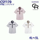 CSY170 コードトリコット 半袖ニットシャツ男女兼用 4L〜5L カーシーKARSEE キャリーン SALEセール