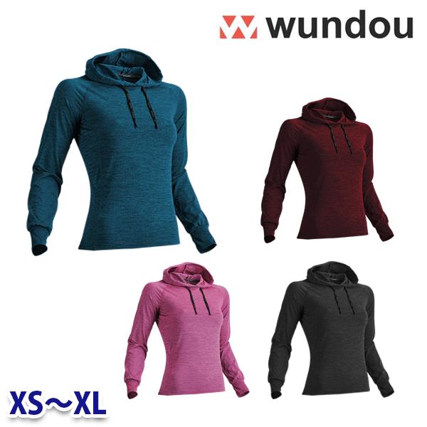 WUNDOU P760 ウィメンズフィットネスフーディロングスリーブシャツ〔XSからXL〕 SALEセール22aw☆別料金で刺繍・プリントもできます