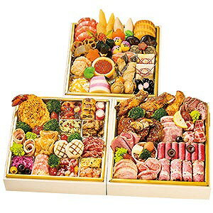 滋賀・大津 レストラン明治亭和洋三段4〜5人前22.5×22.5×5cm×3段　[限定数40]※一部に（小麦・卵・乳・えび・くるみ）を含みます。＊お届けは兵庫県の一部のみ（詳しくは商品説明で確認してください）※お届けは12月31日となります。