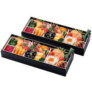 山陽百貨店特選　和洋中二客おせち2人前12×33×5.3cm×2段　[限定数50]※一部に（小麦・卵・乳・かに・えび・くるみ）を含みます。＊お届けは兵庫県の一部のみ（詳しくは商品説明で確認してください）※お届けは12月31日となります。