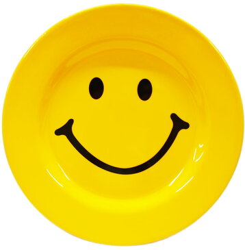 SMILE MELAMINE PLATE 6枚セット（サイズ：約20.5cm（内側：約13cm)）【 お皿 食器 スマイル 黄色 まとめ買い キッチン ランチ ニコちゃん 笑顔 】