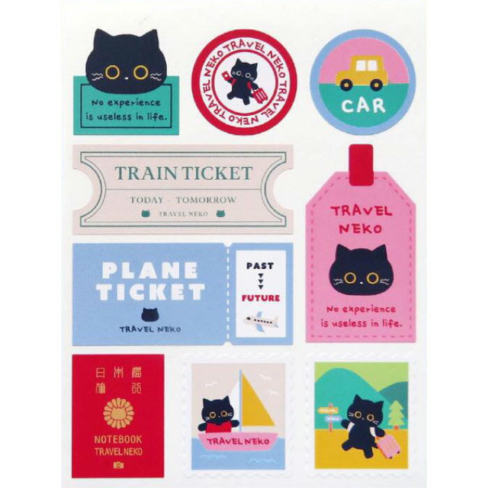 【メール便可】ダイカットシール トラベルネコ 54片