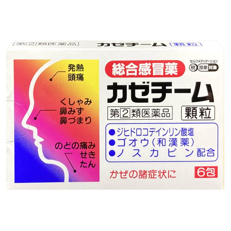 【第(2)類医薬品】【ポイント10倍】かぜ薬 カゼチーム 6包 頭痛 発熱 悪寒 筋肉痛 関節痛 鼻水 鼻づま..