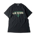 90s GUESS ビッグ ロゴ プリント 半袖 Tシャツ 黒 / 90年代 オールド ビンテージ ブラック ゲス シングル ステッチ 古着 アメリカ古着 USED ユーズド 中古 VINTAGE US古着 アメカジ