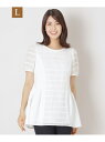 【L】ジャカードタック チュニック TO BE CHIC サンヨー エルサイズ トップス シャツ・ブラウス ネイビー ホワイト【送料無料】[Rakuten Fa...