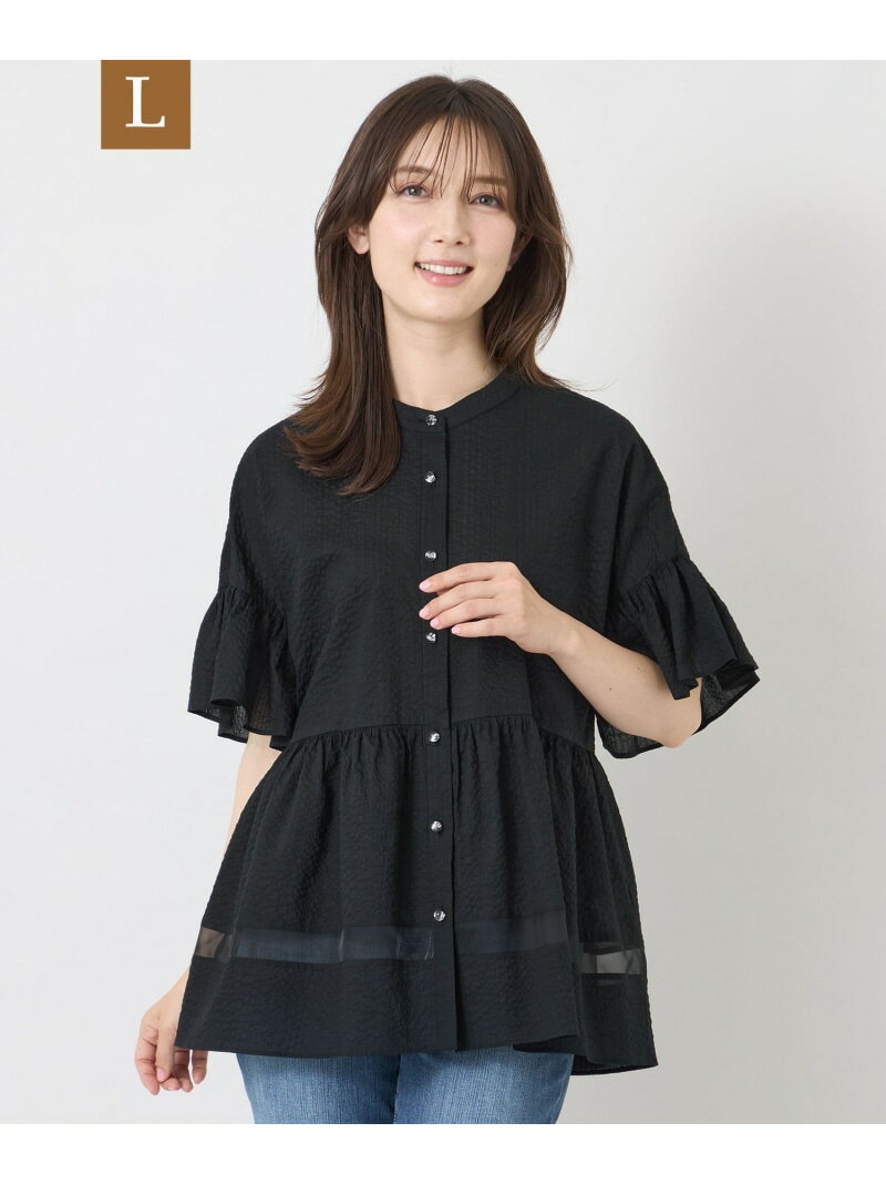 Rakuten - 【L】ウェーブローン ヘムシアーチュニック TO BE CHIC サンヨー エルサイズ トップス シャツ・ブラウス ブラック ワインレッド【送料無料】[Rakuten Fashion]