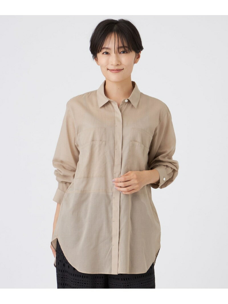 Rakuten - 【SALE／45%OFF】【接触冷感】【ウォッシャブル】シアーボイルロングシャツ EVEX by KRIZIA エヴェックス バイ クリツィア トップス シャツ・ブラウス ブラック ベージュ【RBA_E】【送料無料】[Rakuten Fashion]