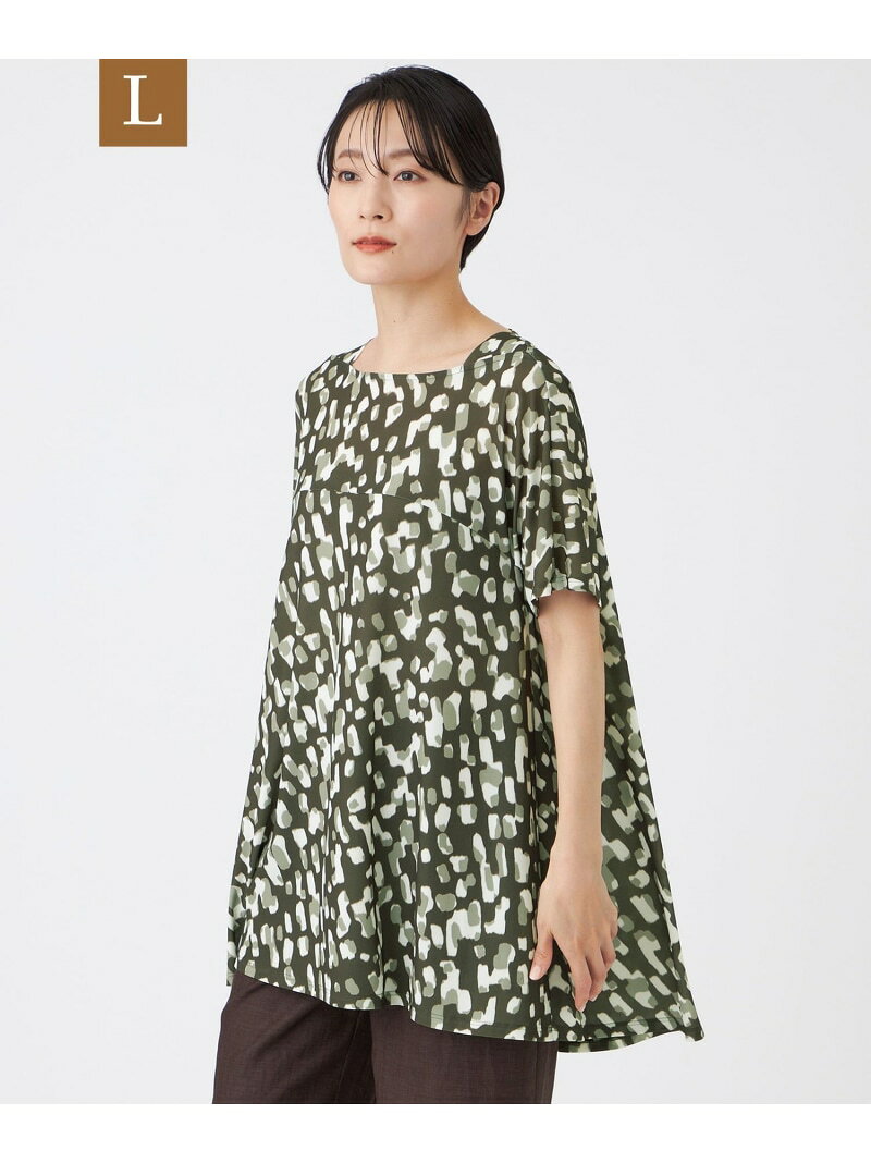 【L】【EDITION掲載】【接触冷感・マシンウォッシャブル】シャドーチータードットチュニックカットソー EVEX by KRIZIA サンヨー エルサイズ トップス その他のトップス カーキグリーン【送料無料】[Rakuten Fashion]