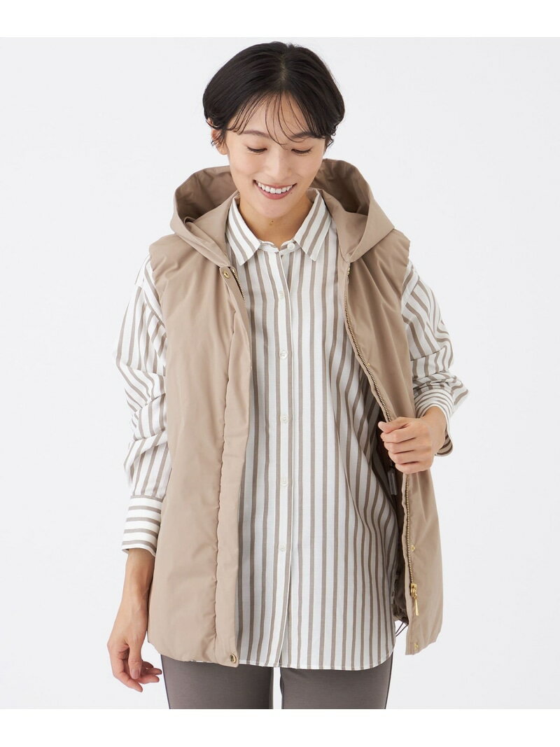 【カタログ掲載】【はっ水・マシンウォッシャブル】グレイスメモリーフーデッドジレ EVEX by KRIZIA エ..