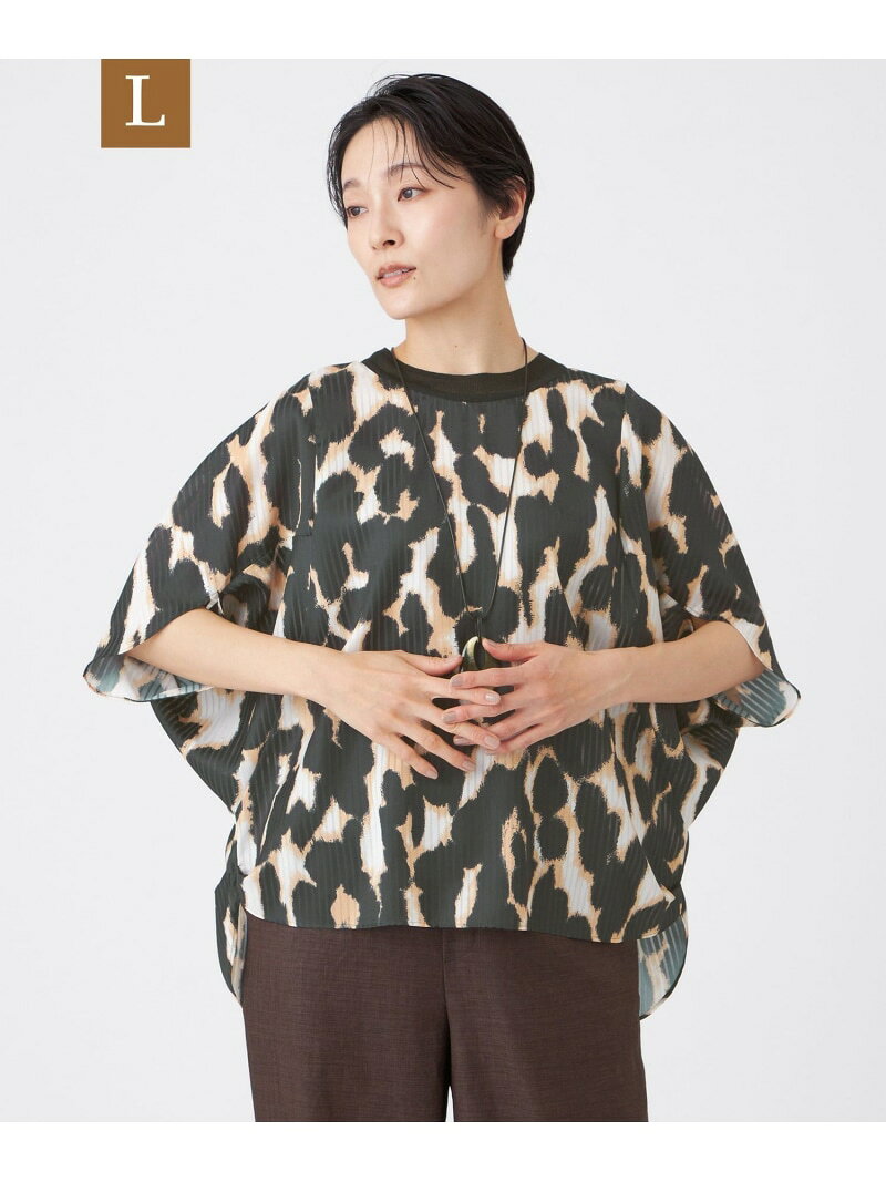 Rakuten - 【L】【カタログ掲載】【マシンウォッシャブル】ストライプパンサードルマンスリーブブラウス EVEX by KRIZIA サンヨー エルサイズ トップス その他のトップス ベージュ【送料無料】[Rakuten Fashion]
