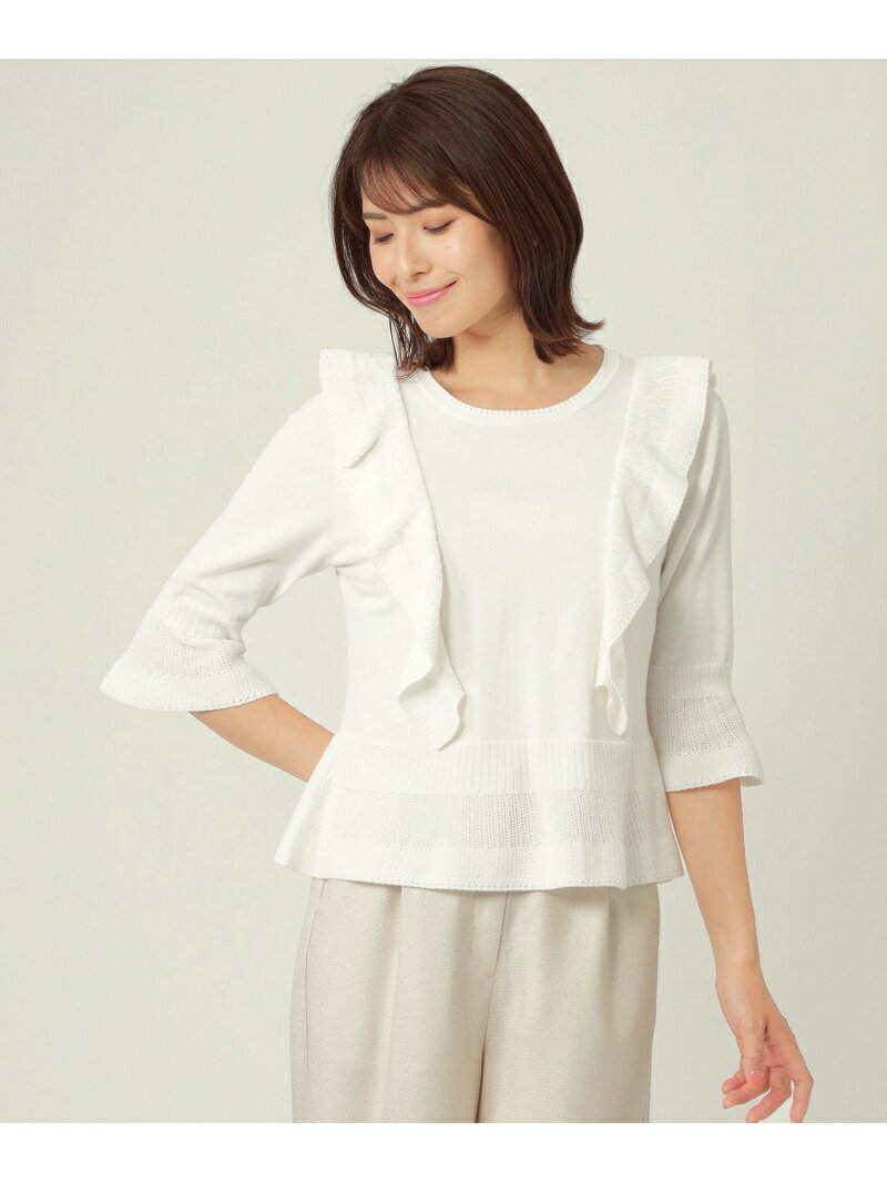 【SALE／70%OFF】コットンポリエステルフリル ニットプルオーバー TO BE CHIC トゥー ビー シック トップス ニット ネイビー レッド ホワイト【RBA_E】【送料無料】[Rakuten Fashion]