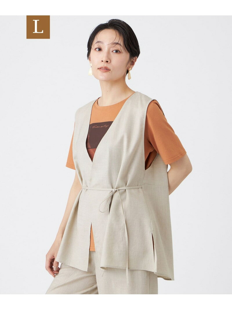 Rakuten - 【L】【接触冷感・マシンウォッシャブル】ファージュストレッチジレ EVEX by KRIZIA サンヨー エルサイズ トップス ベスト・ジレ ベージュ ブラウン【送料無料】[Rakuten Fashion]