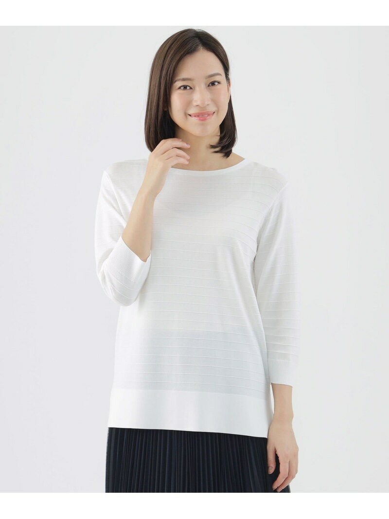 【SALE／23%OFF】【ウォッシャブル】レーヨンナイロンシャドーボーダーチュニックニット TRANS WORK トランスワーク トップス ニット ブルー イエロー ホワイト【RBA_E】【送料無料】[Rakuten Fashion]