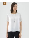 【SALE/38%OFF】【L】【ウォッシャブル】シアーストライプコンビクルーネックカットソー TRANS WORK サンヨー エルサイズ トップス その他のト...