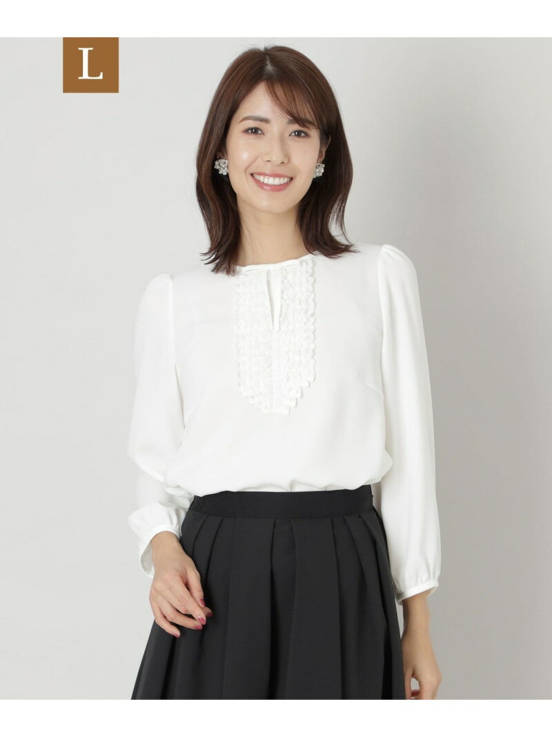 【SALE／39%OFF】【L】ポリエステルジョーゼット ブラウス TO BE CHIC サンヨー エルサイズ トップス シャツ・ブラウス ホワイト【RBA_E】【送料無料】[Rakuten Fashion]