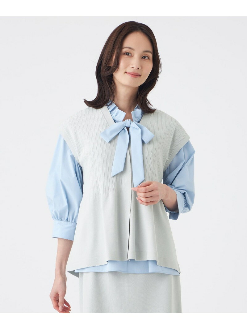 Rakuten - 【ウォッシャブル】SET-UP KNITジレ TRANS WORK トランスワーク トップス その他のトップス ブラック グレー【送料無料】[Rakuten Fashion]