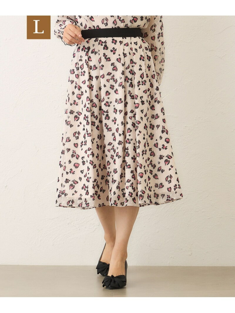 【L】アニマルフラワー タックフレアスカート TO BE CHIC サンヨー エルサイズ スカート その他のスカート ピンク【送料無料】[Rakuten Fashion]のサムネイル